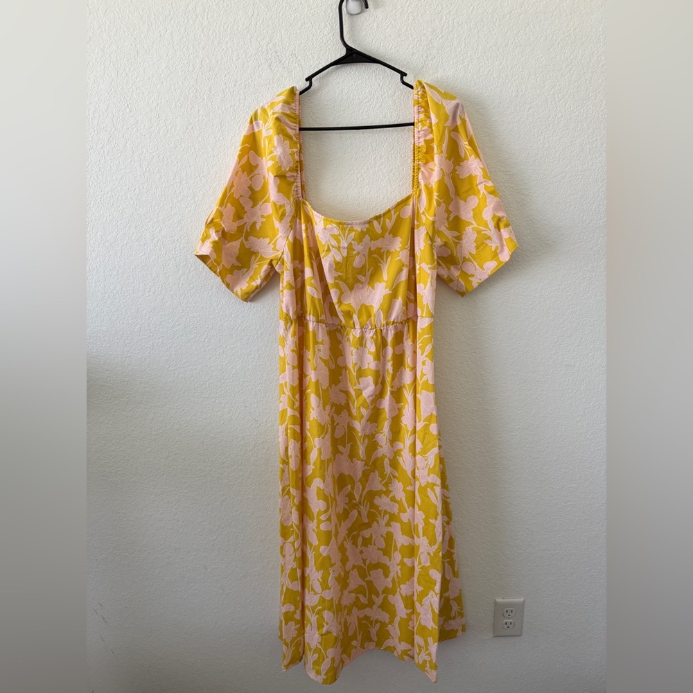 Eloquii Yellow and Pink Floral Dress
